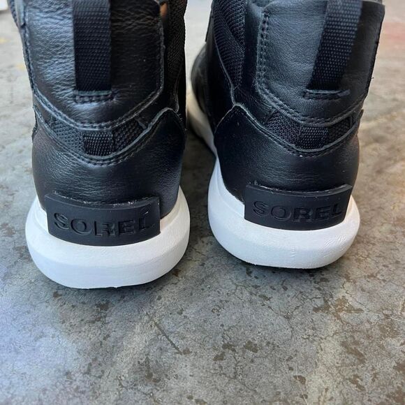 Sorel Explorer II High Top Lace-up Sneaker Boots Black White Women's 10 - Picture 4 of 8